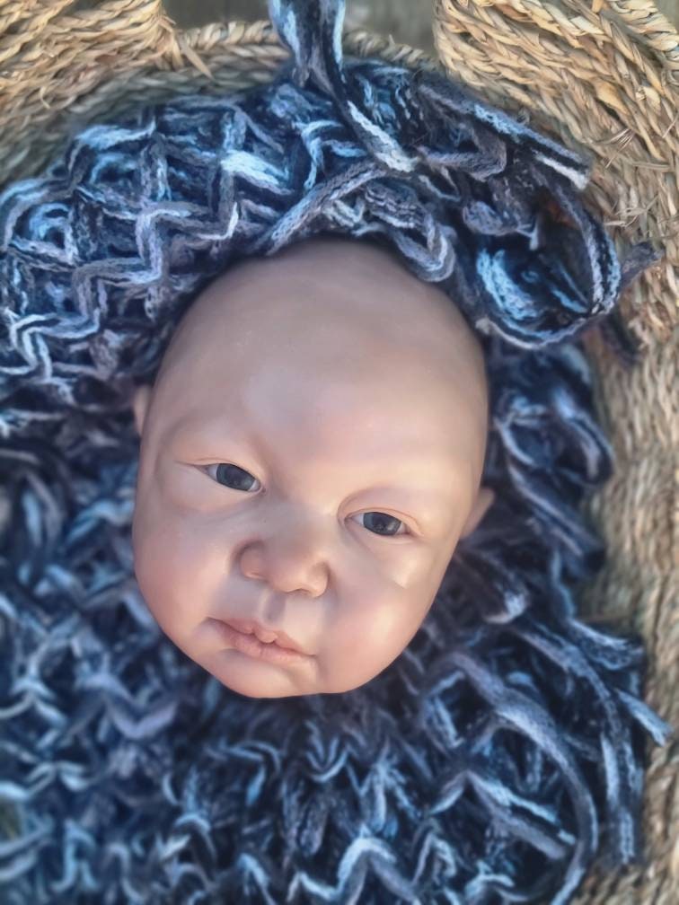 Silicone baby head open eyes for cuddle body or partial