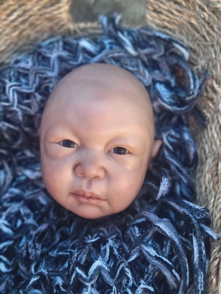 Silicone baby head open eyes for cuddle body or partial