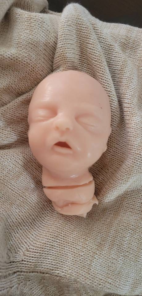 Silicone baby head for cloth body 14"- 15" cuddle head