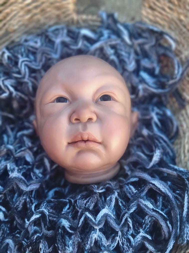 Silicone baby head open eyes for cuddle body or partial