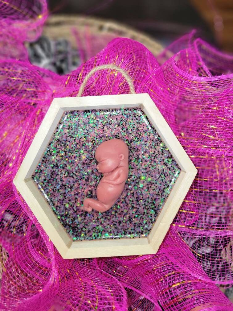 Ready to ship 13 week memorial fetus in resin wood frame