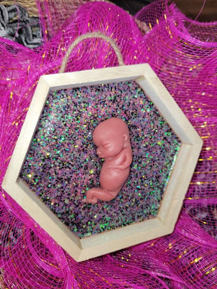 Ready to ship 13 week memorial fetus in resin wood frame