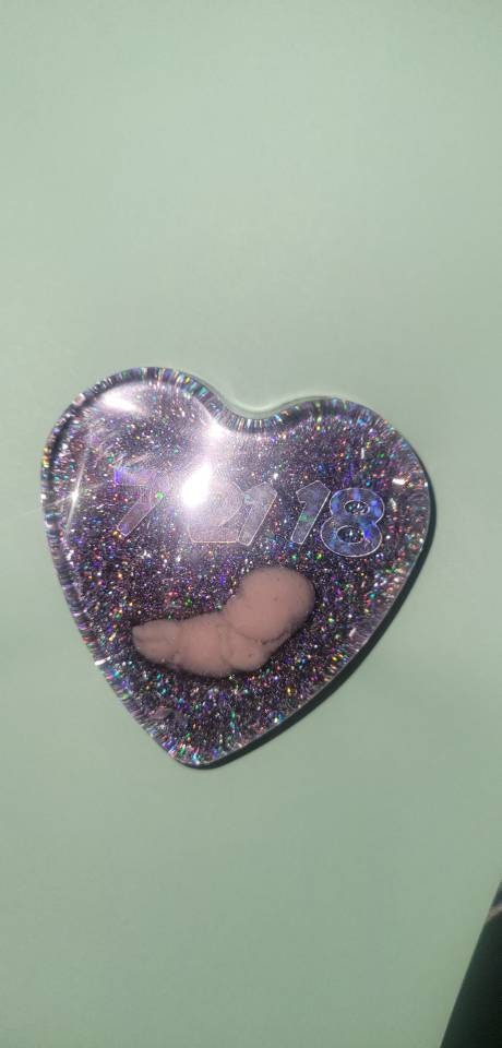 Resin heart with memorial fetus baby inside with name or date