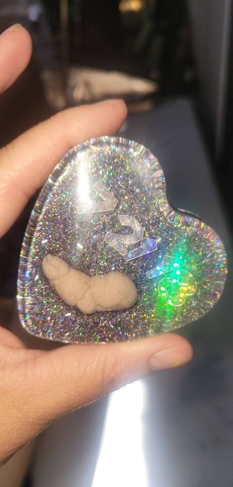 Resin heart with memorial fetus baby inside with name or date