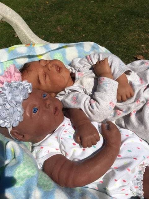 Open eye silicone baby head "irie" 21"