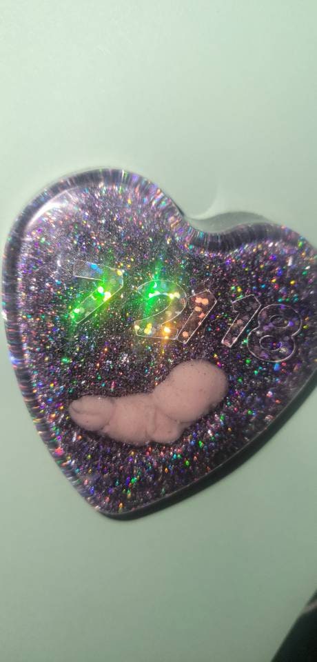 Resin heart with memorial fetus baby inside with name or date