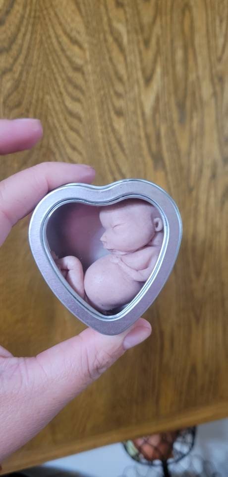13 week gestational fetus memorial baby tin heart