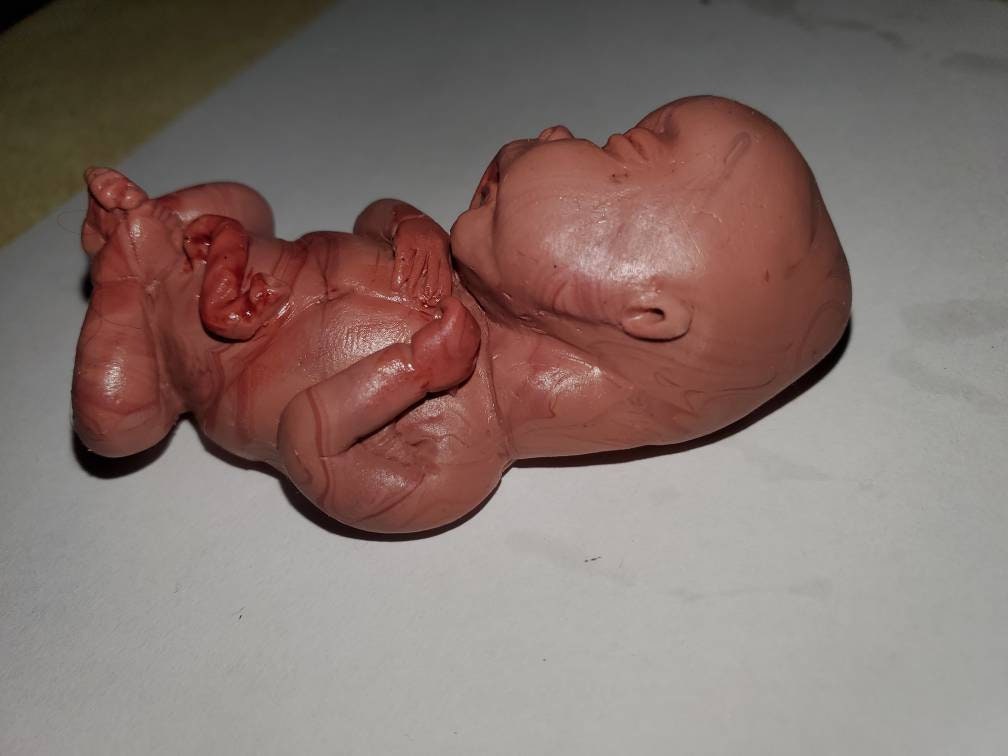 14 week Gestational silicone memorial fetus baby painted PAINTED