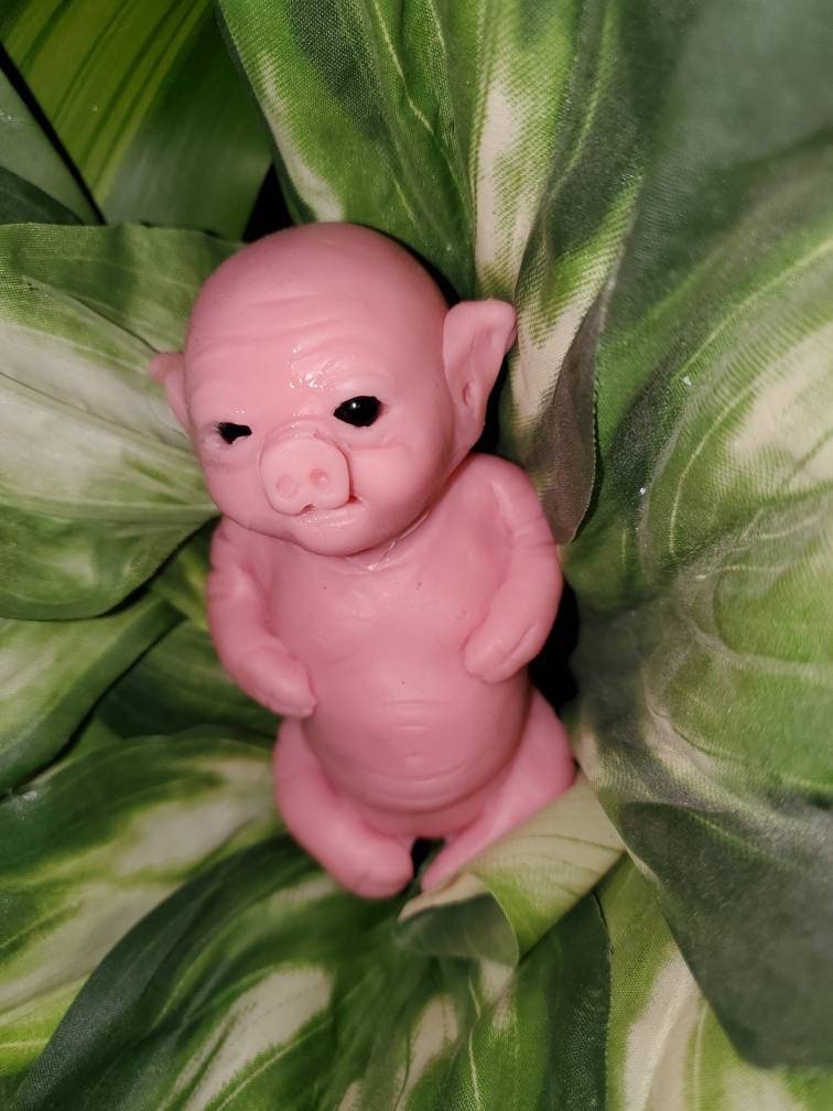 Silicone baby piglet with open eyes