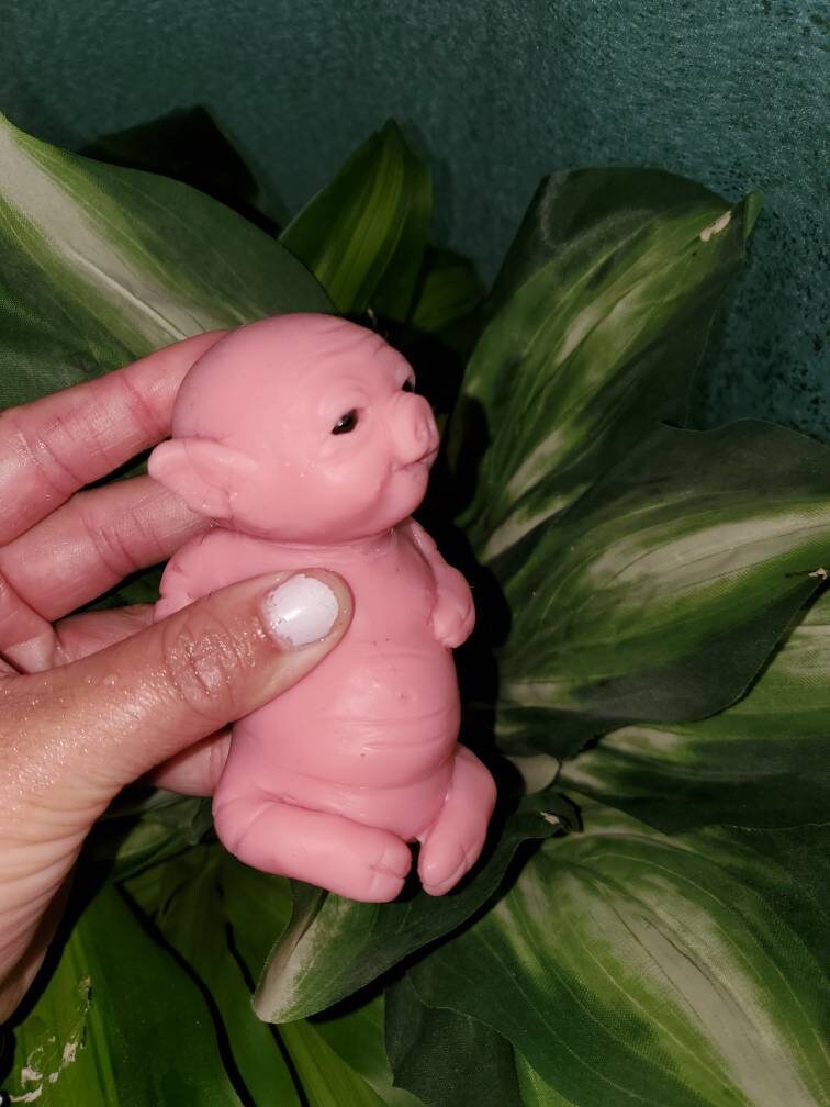 Silicone baby piglet with open eyes