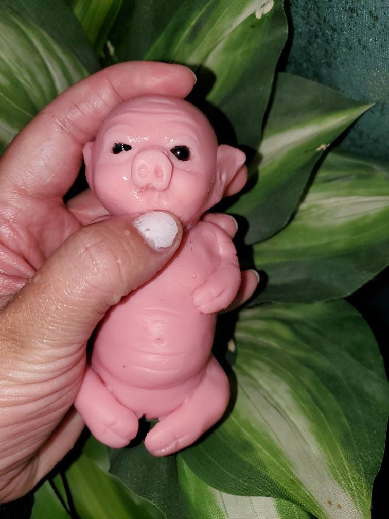 Silicone baby piglet with open eyes