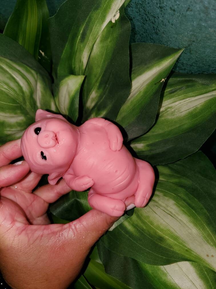 Silicone baby piglet with open eyes