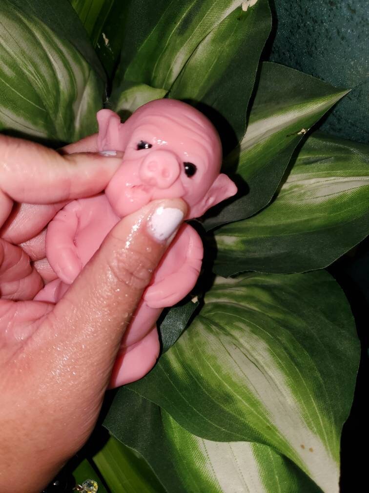 Silicone baby piglet with open eyes