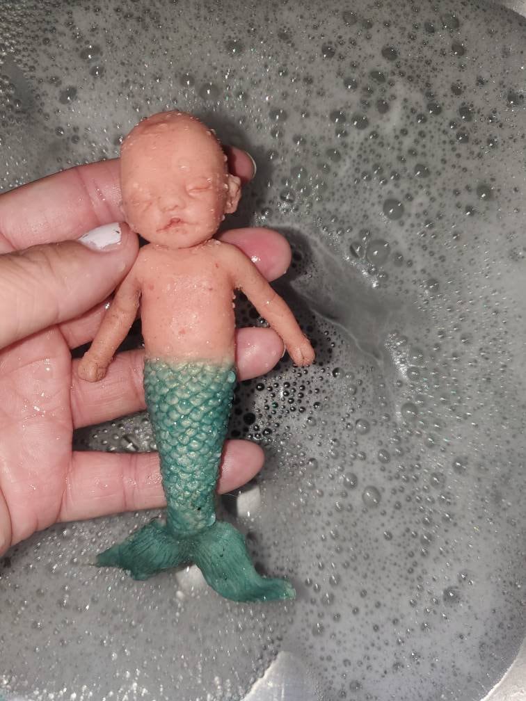 Full Body Silicone Baby mermaid mini 5"
