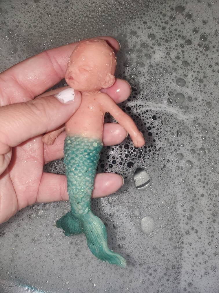 Full Body Silicone Baby mermaid mini 5"