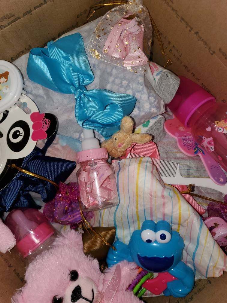 SURPRISE PREEMIE silicone / reborn Baby box opening accessories lots of goodies large  box