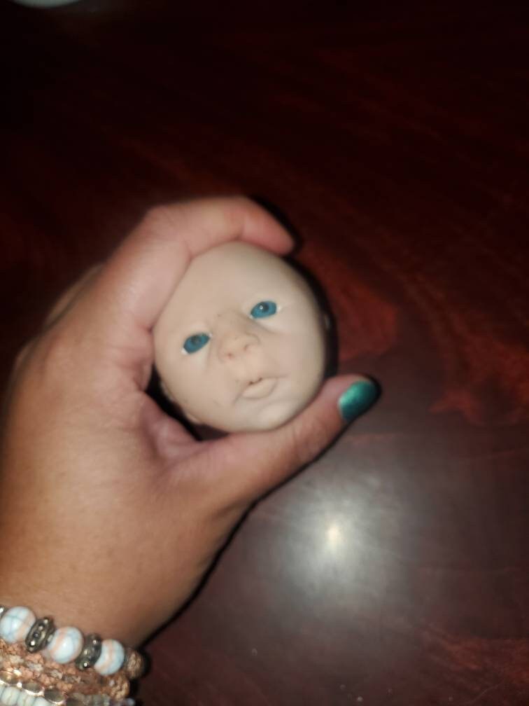 Silicone baby head for 9" cloth cuddle body open eyes preemie