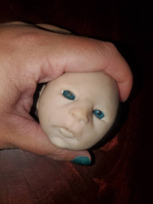 Silicone baby head for 9" cloth cuddle body open eyes preemie