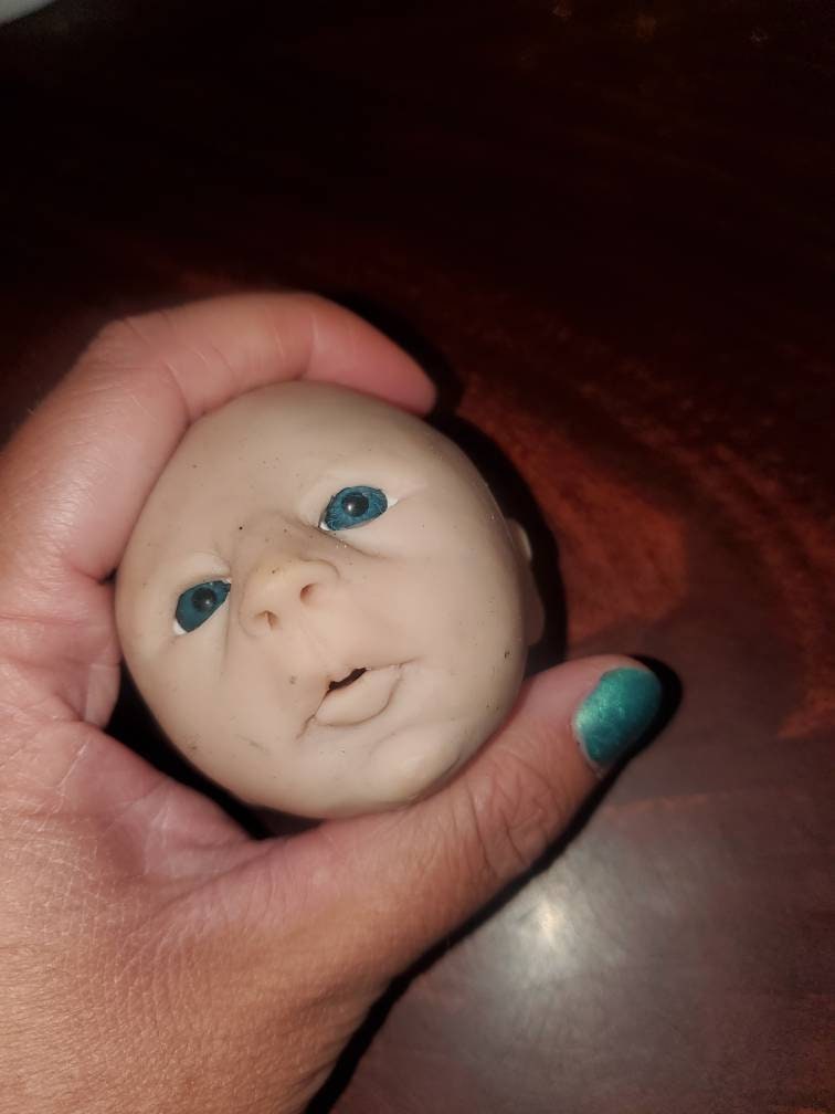 Silicone baby head for 9" cloth cuddle body open eyes preemie