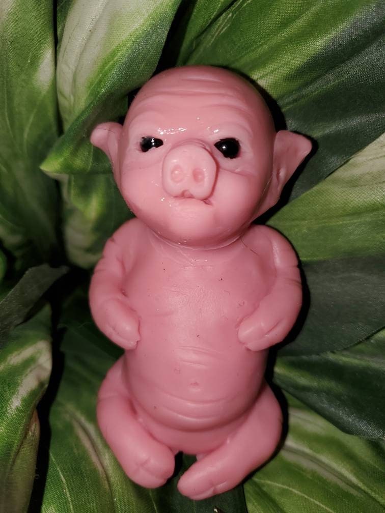 Silicone baby piglet with open eyes