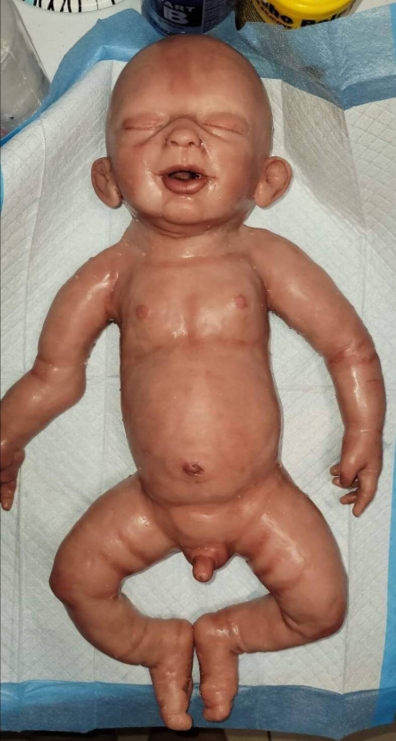 Silicone baby head miles for full Body Silicone or cloth cuddle body HEAD ONLY with flange 22"