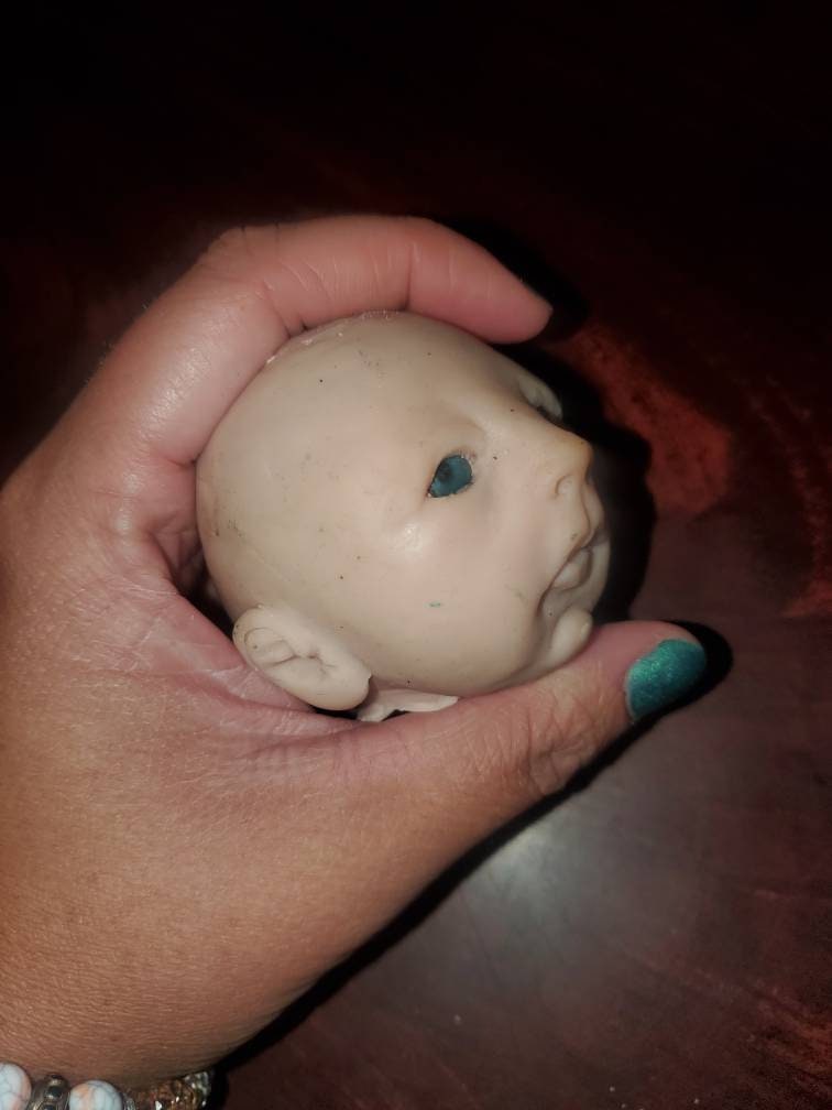 Silicone baby head for 9" cloth cuddle body open eyes preemie