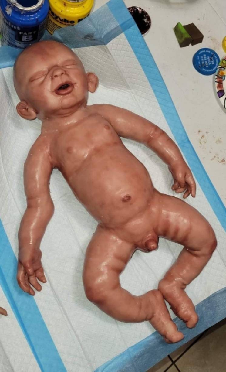 Silicone baby head miles for full Body Silicone or cloth cuddle body HEAD ONLY with flange 22"
