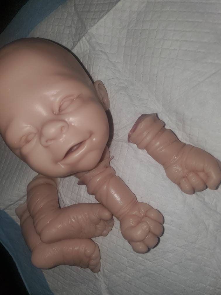 Silicone baby head and limbs for cuddle body or full Body silicone 19"