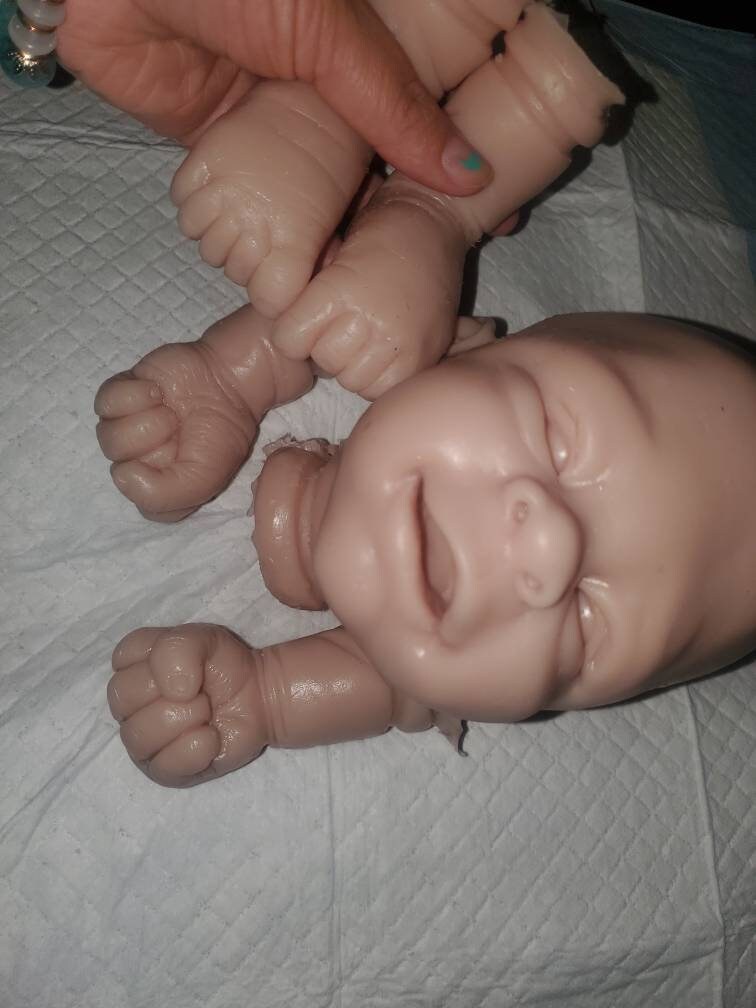 Silicone baby head and limbs for cuddle body or full Body silicone 19"