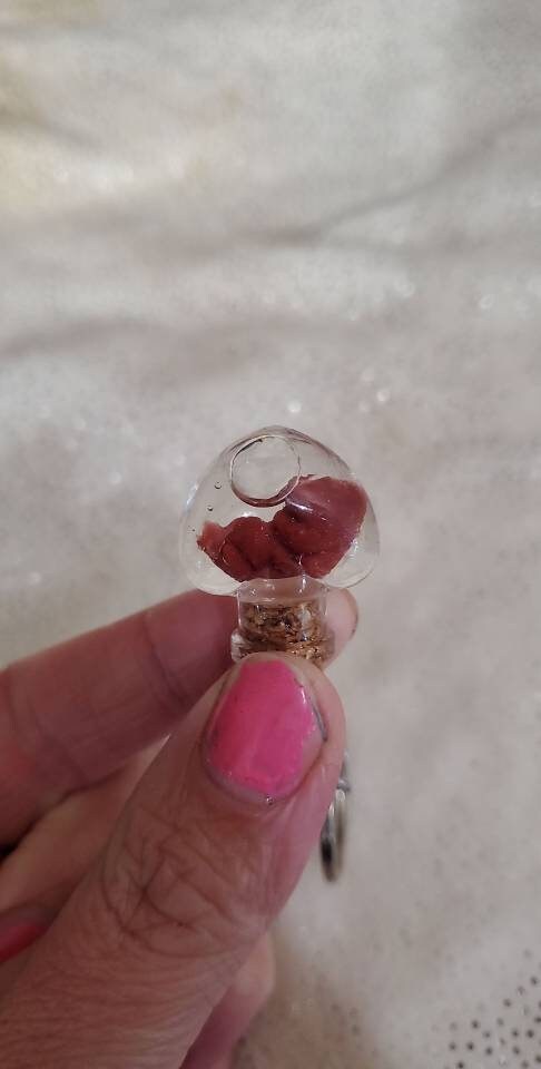 Memorial silicone baby fetus inside heart Keychain