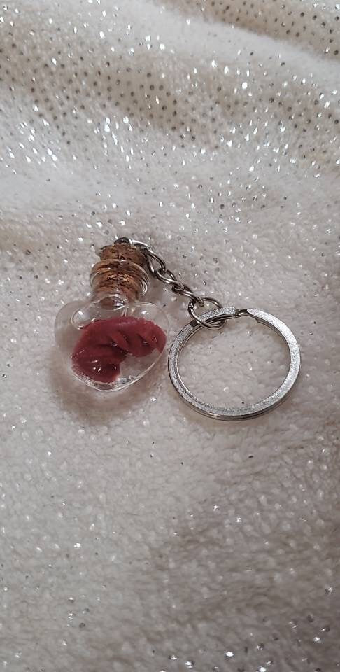 Memorial silicone baby fetus inside heart Keychain