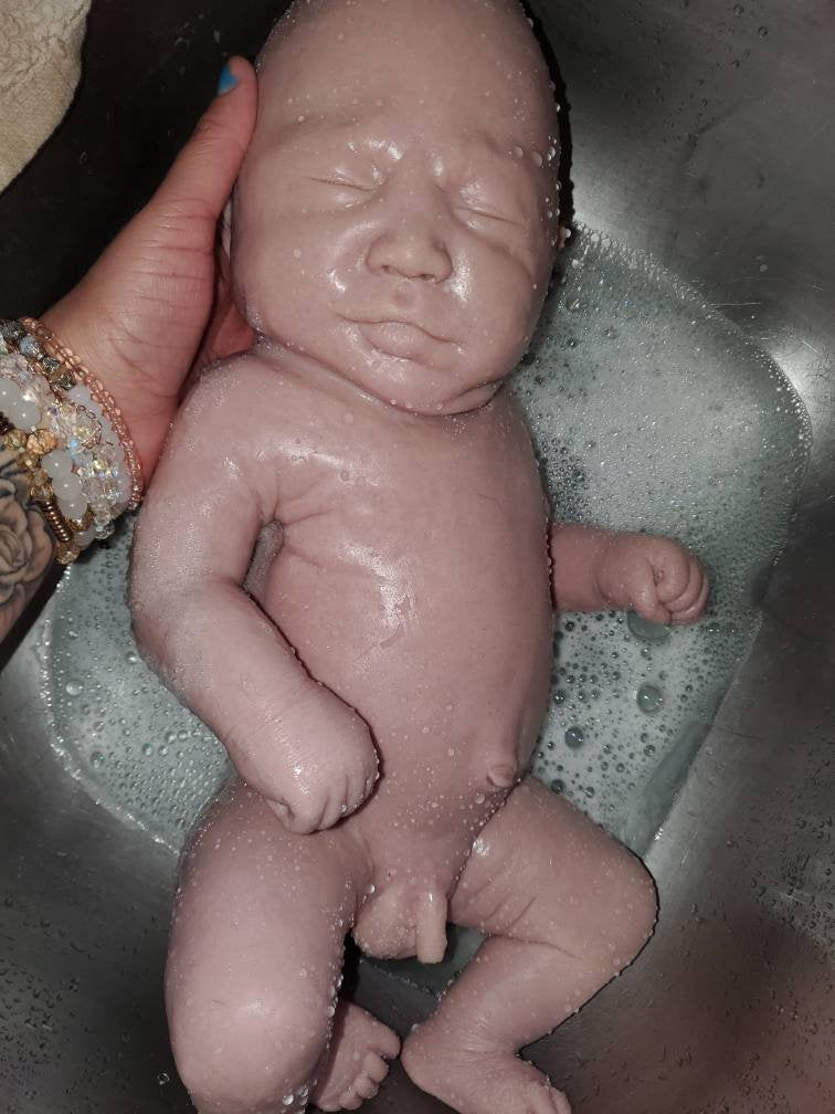 Two full body silicone baby TWINS 19" fully painted