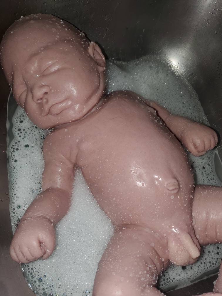Two full body silicone baby TWINS 19" fully painted