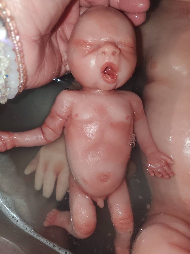 Full body silicone baby 9" baby boy yawning sleepy baby