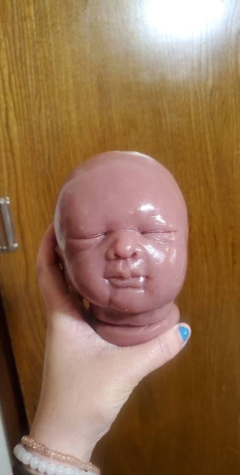 Silicone baby head for 18" newborn for cuddle body or with limbs