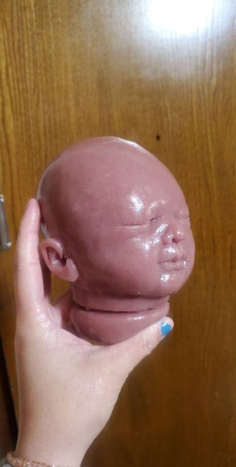 Silicone baby head for 18" newborn for cuddle body or with limbs