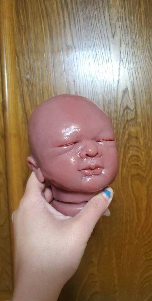 Silicone baby head for 18" newborn for cuddle body or with limbs