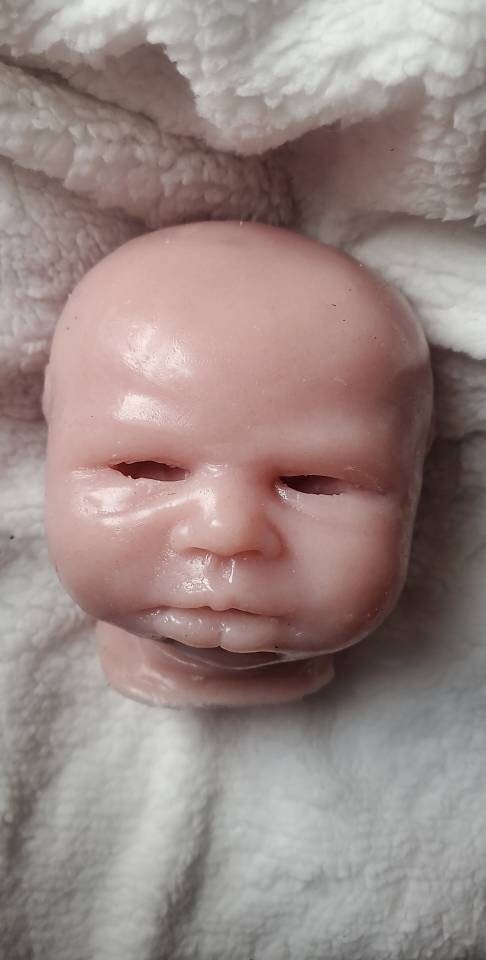 Silicone baby head for cloth body or cuddle body open eyes 18"-19" closed hands
