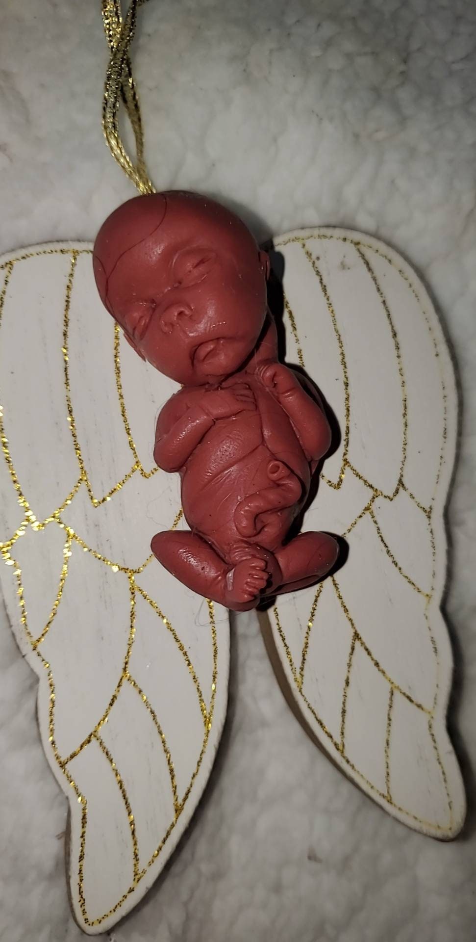 14 week gestation fetus memorial silicone baby Christmas ordement  with wings