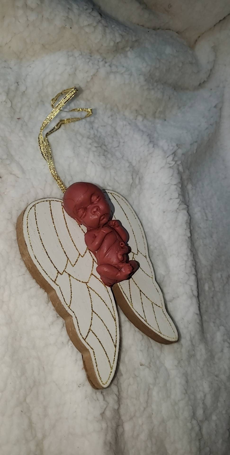 14 week gestation fetus memorial silicone baby Christmas ordement  with wings