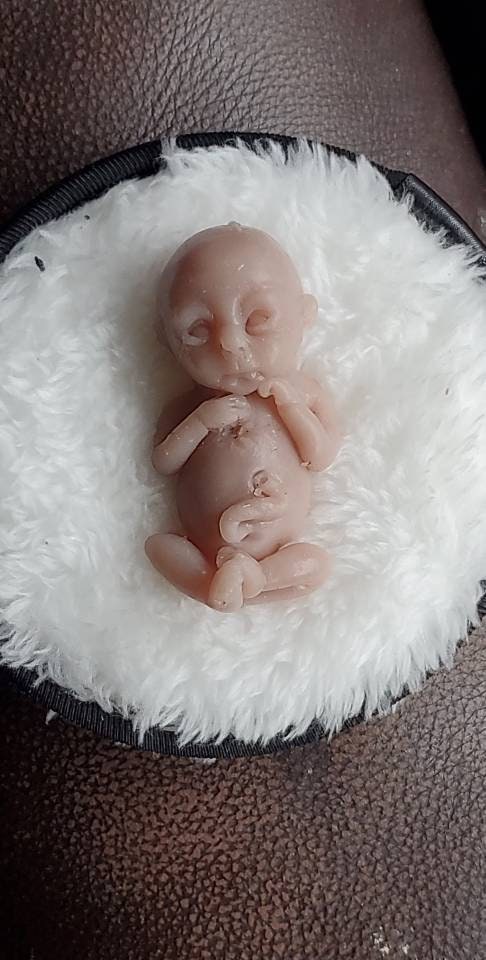14 week gestation fetus memorial silicone baby open eyes