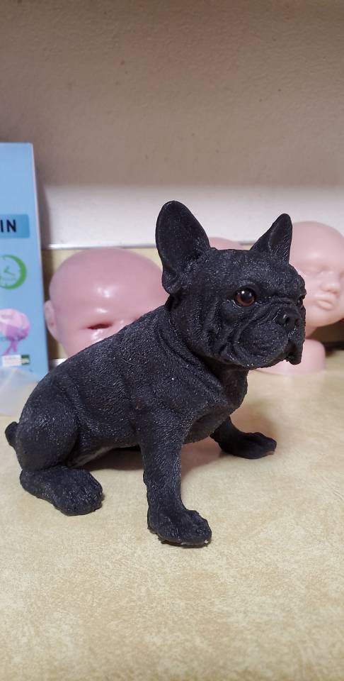 10" Full Body Silicone frenchie  dog open eyes with sleeping puppy frenchie 4"