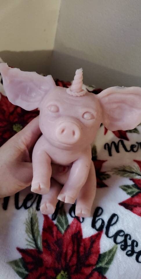 Full body silicone baby unicorn pig piggy piglet 8"  Joy the Unipegapig