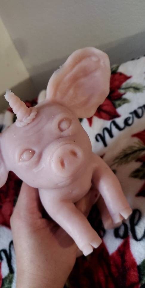 Full body silicone baby unicorn pig piggy piglet 8"  Joy the Unipegapig