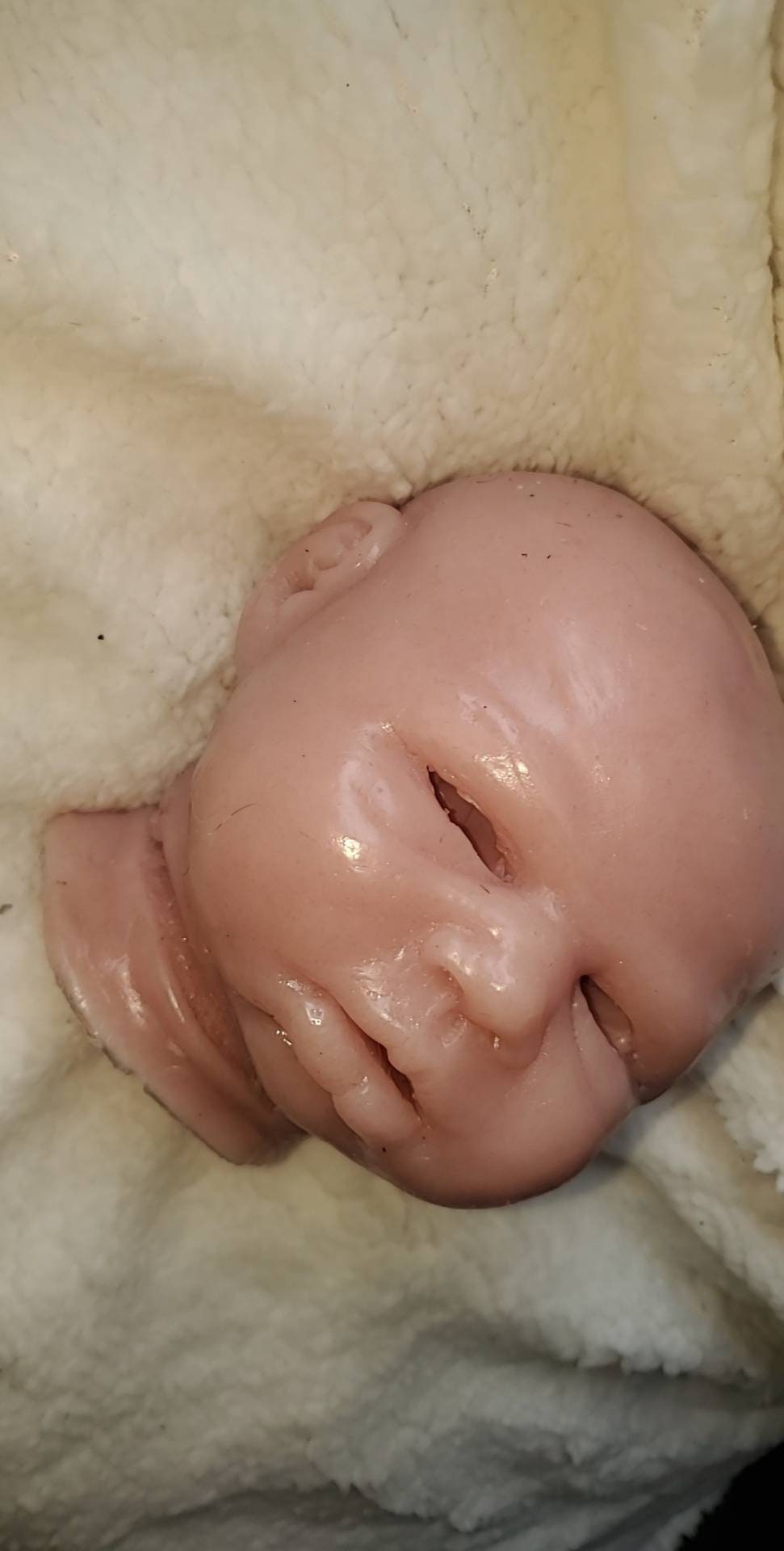 Silicone baby head for cloth body or cuddle body open eyes 18"-19" closed hands