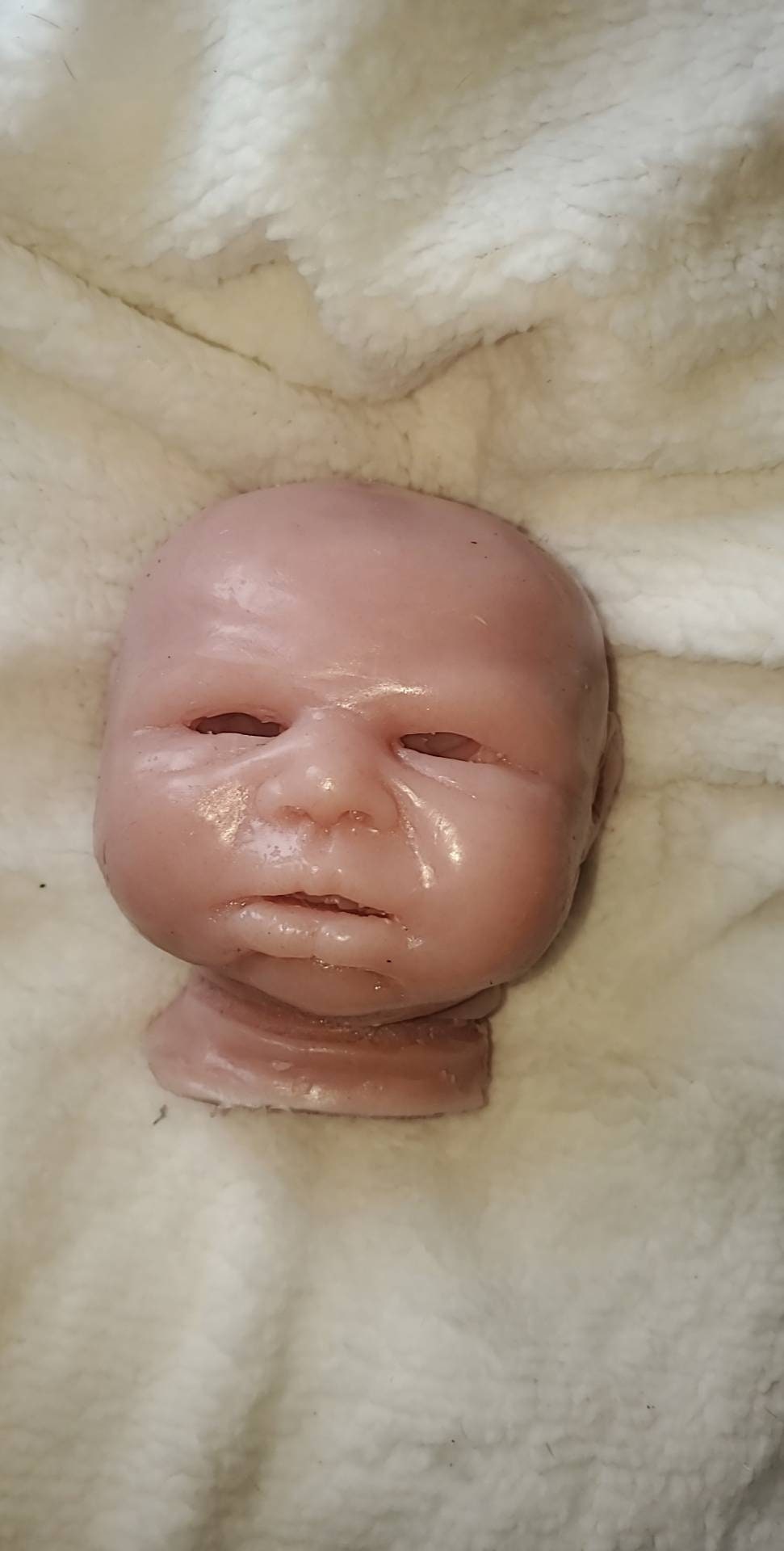 Silicone baby head for cloth body or cuddle body open eyes 18"-19"