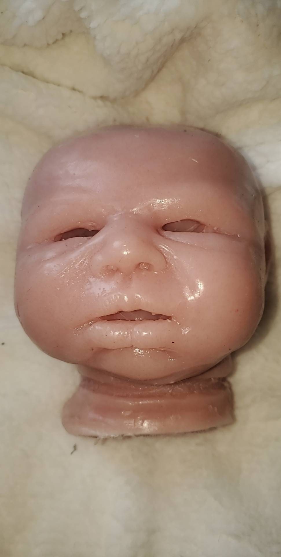 Silicone baby head for cloth body or cuddle body open eyes 18"-19" closed hands