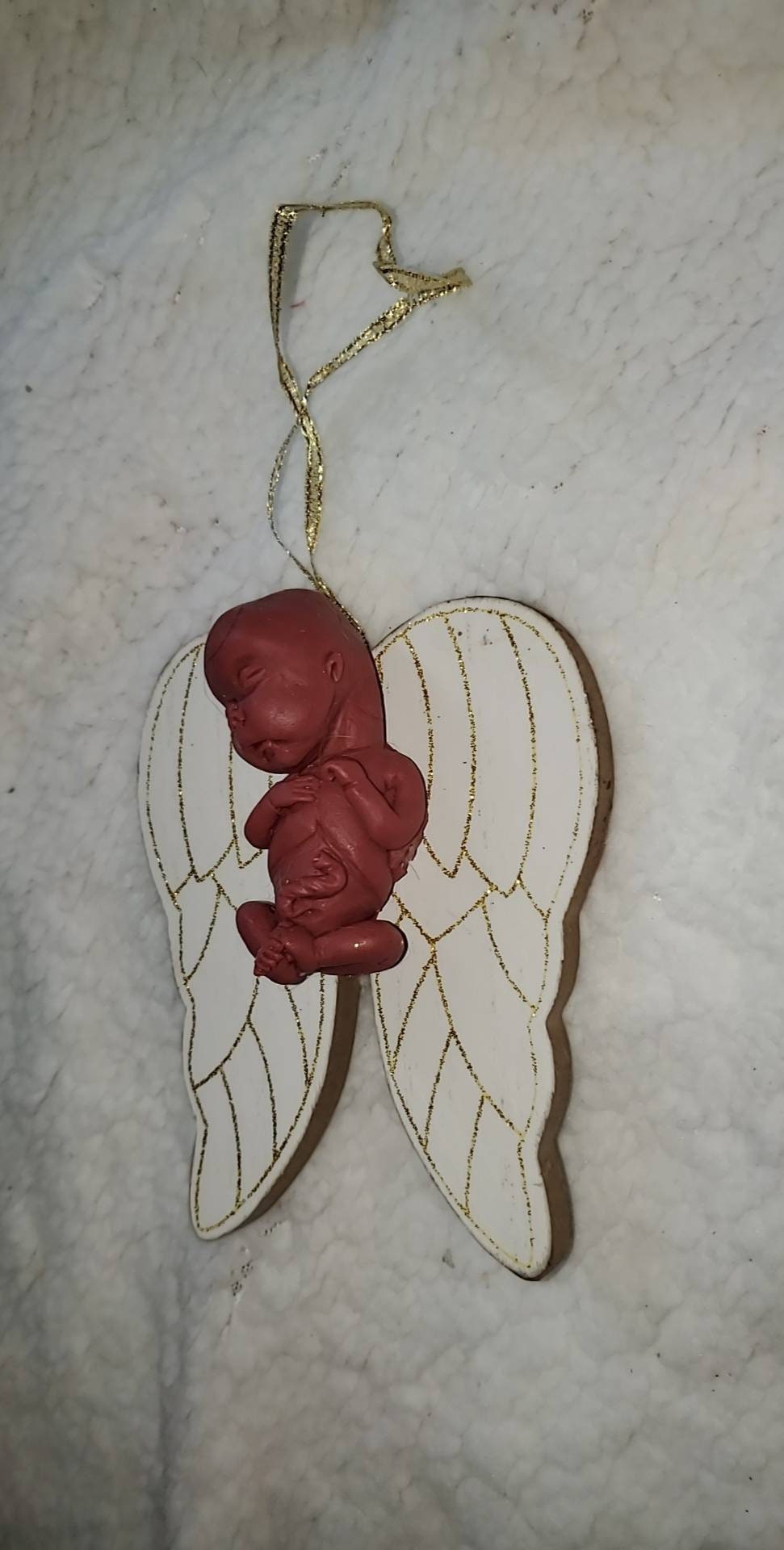 14 week gestation fetus memorial silicone baby Christmas ordement  with wings