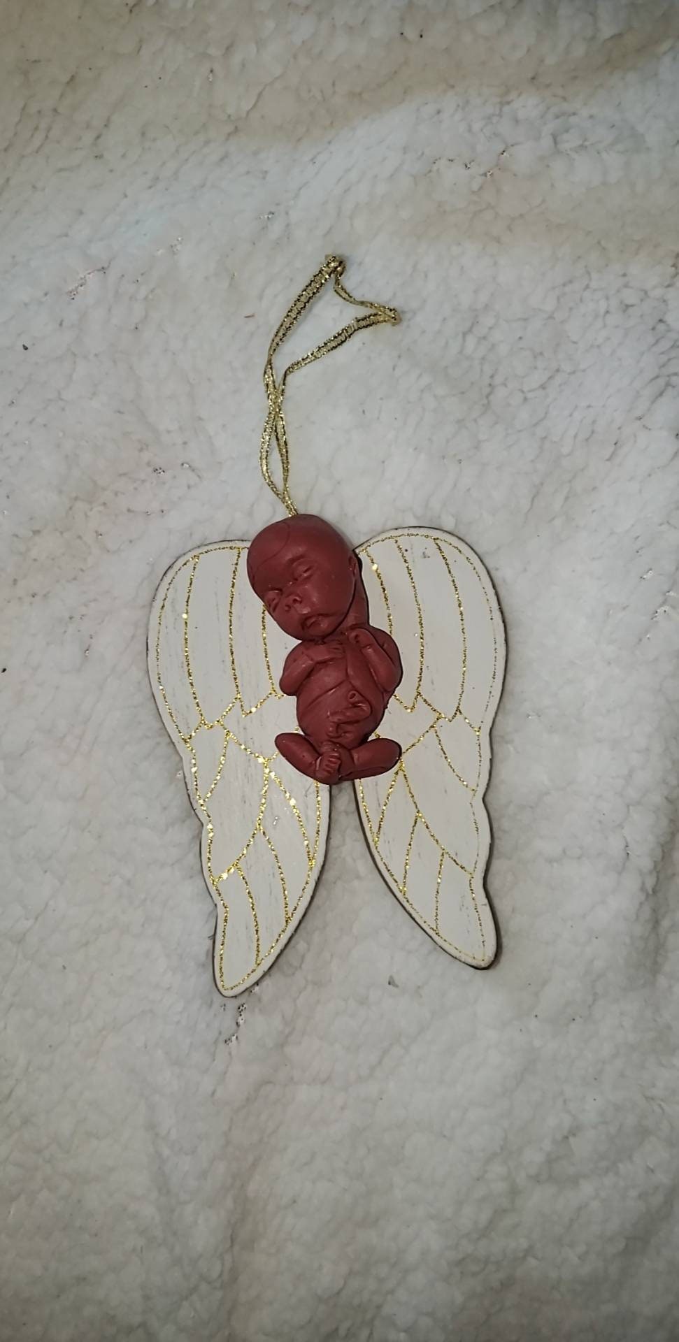 14 week gestation fetus memorial silicone baby Christmas ordement  with wings