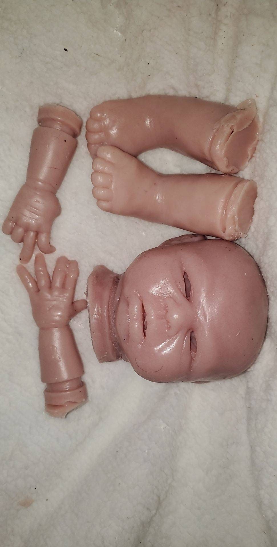 Silicone baby head for cloth body or cuddle body open eyes 18"-19"